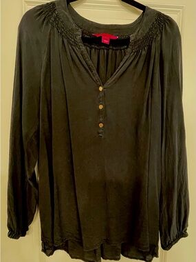 Lilly Pulitzer Black Long-Sleeve Button Front Blouse